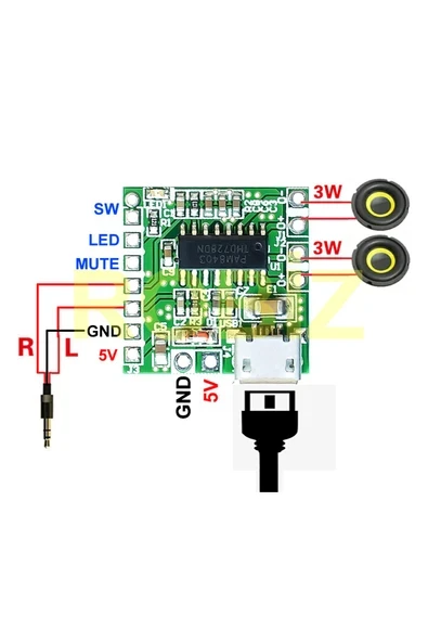 Devremarkt Pam8403 Mini Ses Yükseltici Class D 2x3w Amfi Kartı Micro Usb Beslemeli Stereo ürün görseli 1