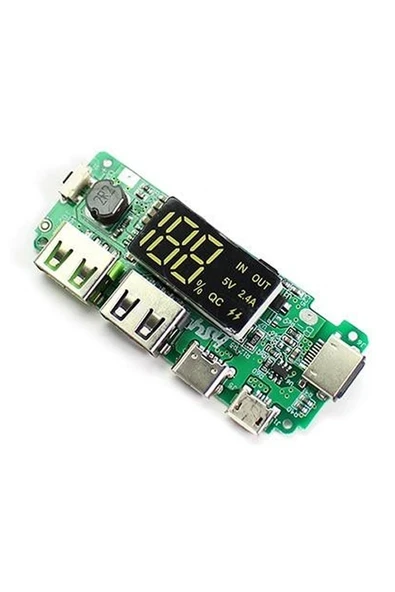 Devremarkt Powerbank Devresi Ekranlı 5V 2.4A Dual Usb Çıkış Type C Micro Usb Giriş Lityum Lion 18650 Pil Şarj ürün görseli 1