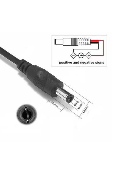 Devremarkt 5.5mm X 2.1mm 15cm Erkek Adaptör Kablosu 22awg 36v 3a Besleme ürün görseli 1