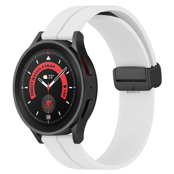 Huawei Watch GT5 46mm Uyumlu Kordon Manyetik Tokalı Yumuşak Soft Silikon Kordon  Beyaz ürün görseli 1