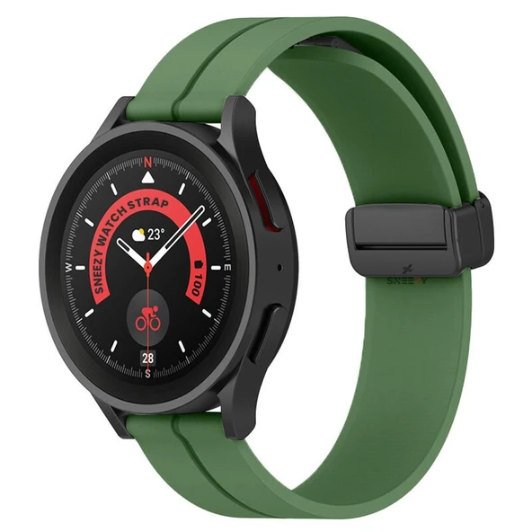 Huawei Watch GT5 46mm Uyumlu Kordon Manyetik Tokalı Yumuşak Soft Silikon Kordon  Koyu Yeşil ürün görseli 1