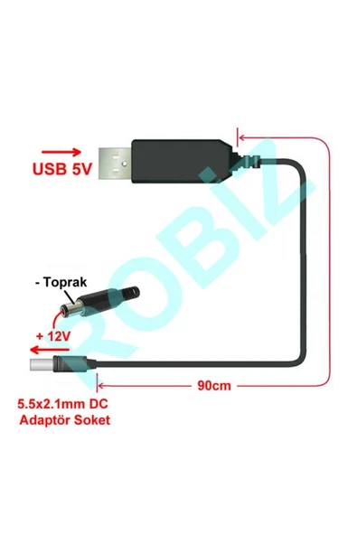 Devremarkt 5v To 12v Kablolu Voltaj Yükseltici Usb 700ma Adaptör Soket Modem ürün görseli 1
