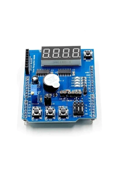 Devremarkt  Multi Çok Fonksiyonlu Shield 7 Segment Buzer Button Pot Servo Analog Ds18b20 Lm35 - Resim 3