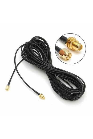 Devremarkt Rg174 50 Ohm Koaksiyel Sma Erkek Dişi 5 Metre Kablo Rf Sinyal Uzatma Kablosu 0-6ghz Koeksiyel Wifi ürün görseli 1