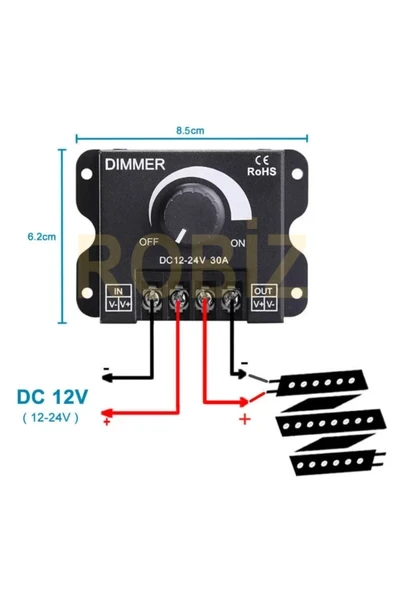 Devremarkt Dc 12v 24v 30a Led Sürücü Dimmer 360w 720w Voltaj Ayarlı Ampul ürün görseli 1