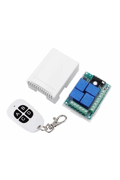 Devremarkt 433MHz RF 4 Kanal Röle Modül DC 12V 4 Buton Kumanda Kablosuz Motor Pompa Fan Lamba Perde Akıllı Ev ürün görseli 1
