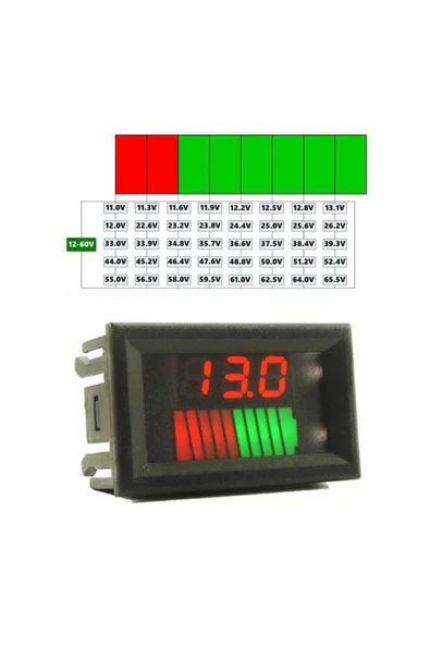 Devremarkt Akü Kapasite Göstergesi Voltmetreli Pil Batarya Akü 12V 24V 36V ürün görseli 1