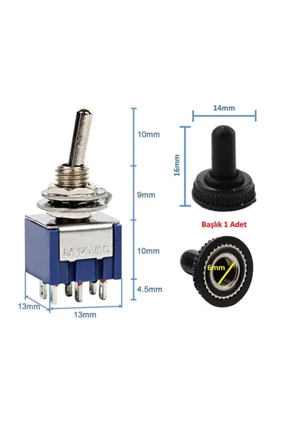 Devremarkt Mts-203 Mini Toggle Çift Anahtar 3a 250v On / Off / On 6 Pin 3 Pozisyon ürün görseli 1