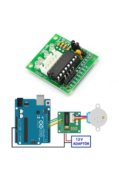 Devremarkt 12v 28byj48 Step Motor + Uln2003a Sürücü Kartı - Resim 4