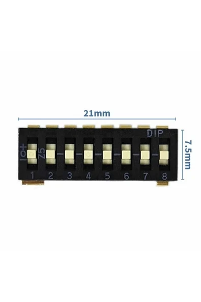 Devremarkt Tristate 8li Dip Switch 8 Pin Siyah Anahtar Açık Kapalı Seçim Adres Ayar + Off - Pull Up/down ürün görseli 1