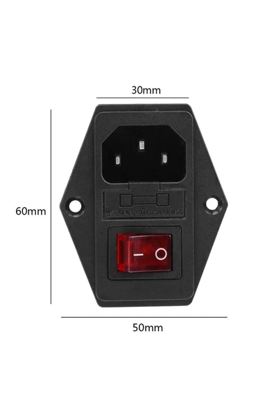 Devremarkt 220v Erkek Power Soketi Sigorta Yuvalı Ve Işıklı Açma Kapama Anahtarlı Kulaklıklı Montaj Tip ürün görseli 1