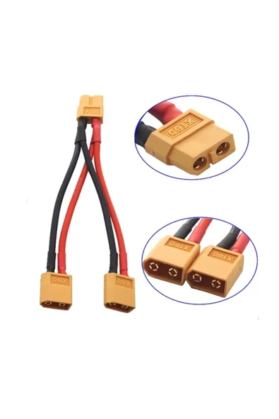 Devremarkt Xt60 Konnektörlü Y Tip Birleştirici Kablo 10 Cm Lipo Pil Batarya ürün görseli 1