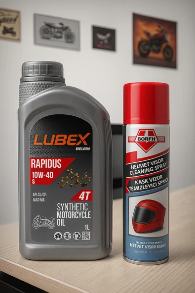 Lubex Rapidus 10w40 4T Sentetik Motosiklet Yağı 1 LT-Kask Vizör Temizleme Spreyi ürün görseli 1