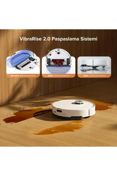 Roborock S8 Pro Plus Akıllı Beyaz Robot Süpürge 10.000 HyperForce Emiş Gücü - Resim 6