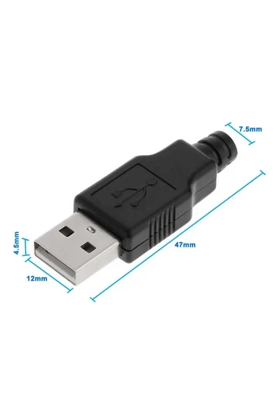 Devremarkt Kutulu Usb Type A Erkek Soket Usb 2.0 4 Pin Plastik Kapak Dıy Tip Elektronik Cihaz Usb ürün görseli 1