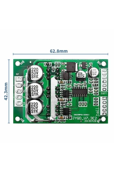 Devremarkt Dc 12v 36v 15a 500w Fırçasız Motor Sürücü Pwm Bldc Kontrol Kartı Jyqd-v7.3e2 120 Derece ürün görseli 1