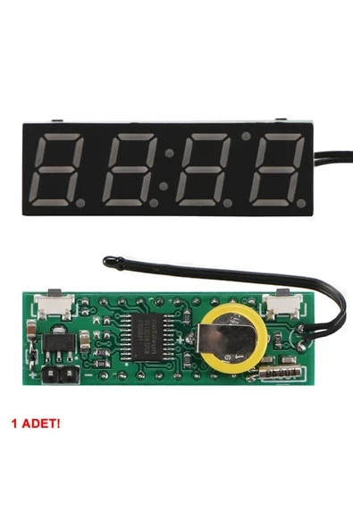Devremarkt 3 Fonksiyonlu Termometre Saat Voltmetre Gösterge Modül Dijital Zaman Isı Elektronik Ekran Kırmızı ürün görseli 1