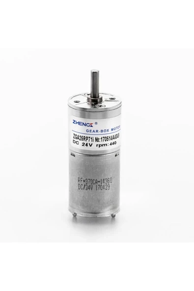 Devremarkt 24v 440rpm Zga25-370 Redüktörlü Dc Motor Metal Dişli Yüksek Tork Kuvvet 25mm Robot Oyuncak ürün görseli 1