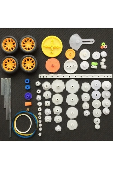 Devremarkt 78 Parça Plastik Dişli Seti Tekerlek Çark Mil Lastik Kremayer Rc Oyuncak Robot Araba Motor Aksesuar ürün görseli 1