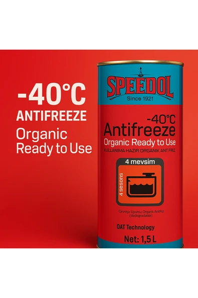 Speedol Organik kırmızı Antifriz -40 Kullanıma hazır teneke ambalaj 1.5LT ürün görseli 1