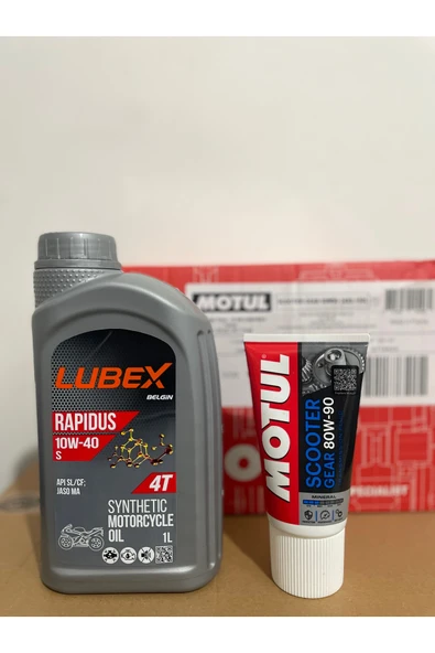 Lubex Rapidus 10w-40 Sentetik Motosiklet Motor Yağı 1 LT Ve 80w-90 Scooter Şanzıman Yağı 150 ML ürün görseli 1