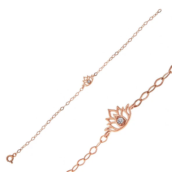 Harem Altın Gümüş Rose Lotus Çiçeği Kadın Bileklik ürün görseli 1