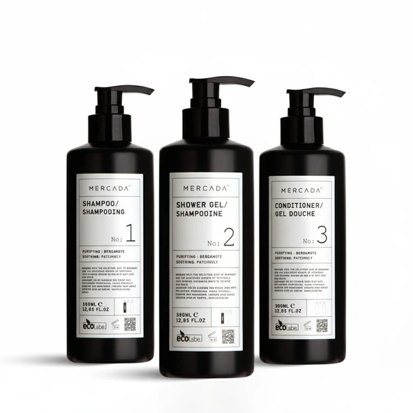 Mercada Siyah No1 Purifying and Soothing Shampoo 380 ml + No 2 Shower Gel 380 ml + No 3 Conditioner 380 ml ürün görseli 1