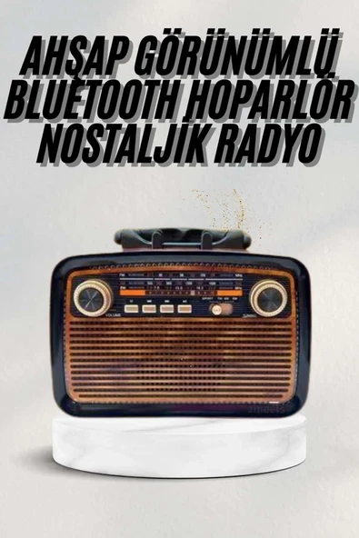 Bluetooth Hoparlör Ahşap Renk Vintage Işıklı Nostaljik Radyo Fm Ahşap Görünümlü ürün görseli 1