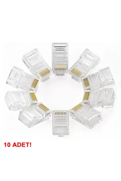 Devremarkt 10 Adet 8P8C Plastik RJ45 Soket Ethernet Bağlantı Kablo Konnektörü Açık Uçlu 8 Pin Şeffaf ürün görseli 1
