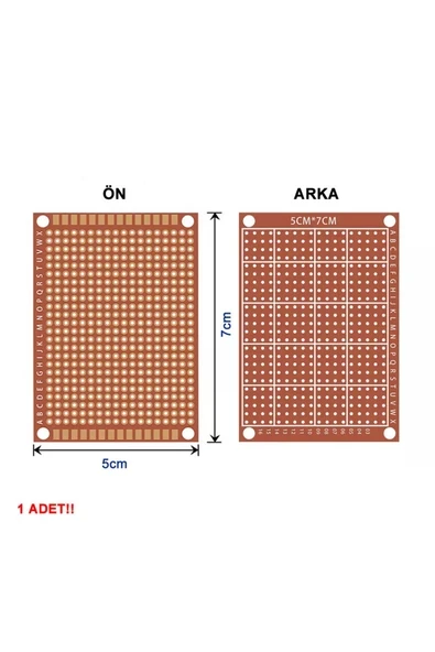 Devremarkt 5x7cm Pertinaks Pcb Proto 10x24 432 Adet Bakır Delik Prototip Deney Kartı 2.54mm Pertenaks ürün görseli 1