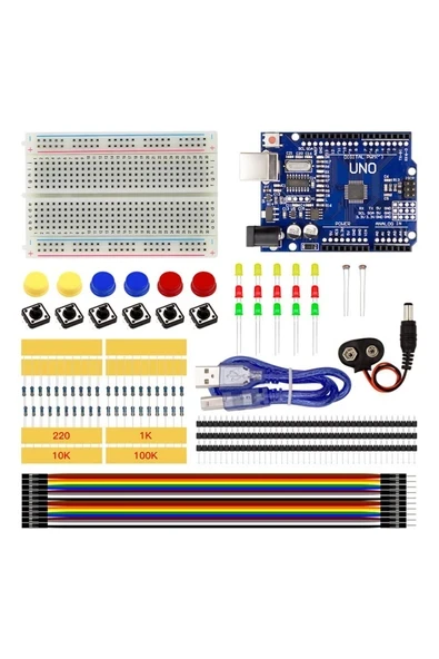 Devremarkt  Arduino Uno Başlangıç Seti 77 Parça Breadboard Direnç Buton Led Kutulu ürün görseli 1