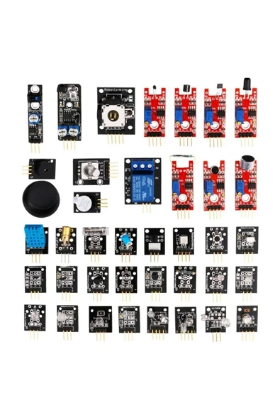 Devremarkt Arduino 37 Parça Sensör Seti Sıcaklık Nem Işık Ses Renk Alev Nabız Manyetik Titreşim Lazer Ir Buton ürün görseli 1