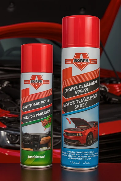 Börfh Hızlı Motor Temizleme Spreyi 500 ML Ve Torpido Parlatıcı Parfümlü 220 ML ürün görseli 1