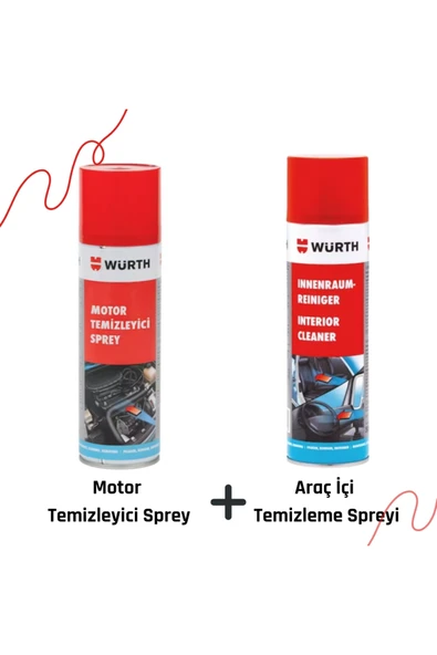 Würth ARAÇ İÇ TEMİZLEME SPREYİ + WÜRTH MOTOR TEMİZLEYİCİ SPREY SETİ ürün görseli 1