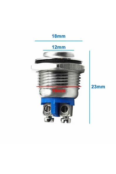 Devremarkt 16mm Metal Panel Montaj Yüksek Kafa Push Buton No Dc 6a 12v Ac 3a 250v Ip67 Su Geçirmez ürün görseli 1