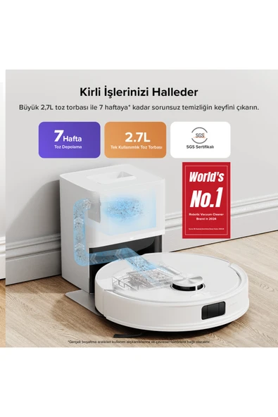 Roborock S8 Pro Plus Akıllı Beyaz Robot Süpürge 10.000 HyperForce Emiş Gücü - Resim 3