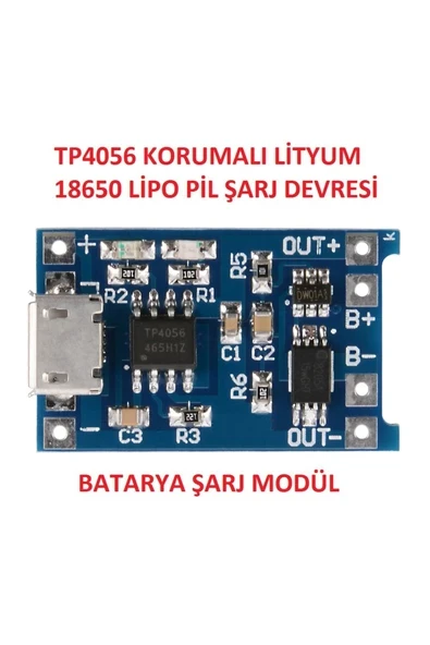 Devremarkt Korumalı Lityum Pil Şarj Devresi Modülü Tp4056 1a 18650 Battery Charger + Protection Microusb ürün görseli 1
