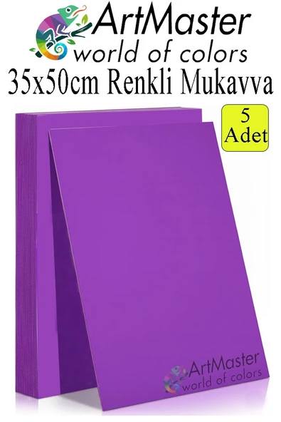 Mor Renkli Mukavva 35x50 cm 5 Adet 1 Paket Renkli Sert Karton 1.0 mm Anasınıfı Hobi Etkinlik Okul Öncesi Elişi ürün görseli 1