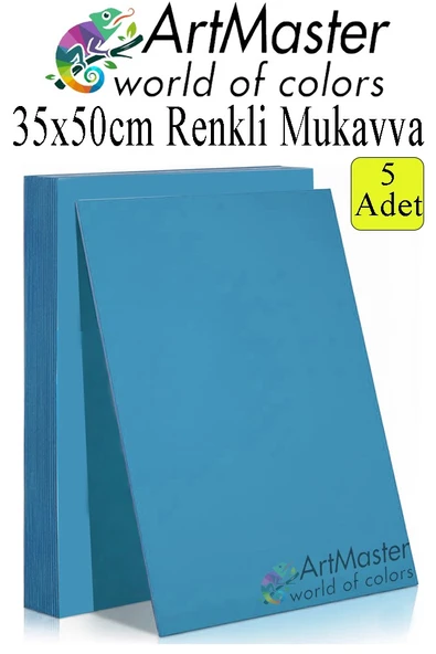 Mavi Renkli Mukavva 35x50 cm 5 Adet 1 Paket Renkli Sert Karton 1.0 mm Anasınıfı Hobi Etkinlik Okul Öncesi Elişi ürün görseli 1