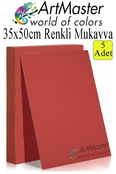 Kırmızı Renkli Mukavva 35x50 cm 5 Adet 1 Paket Renkli Sert Karton 1.0 mm Anasınıfı Hobi Etkinlik Okul Öncesi Elişi ürün görseli 1