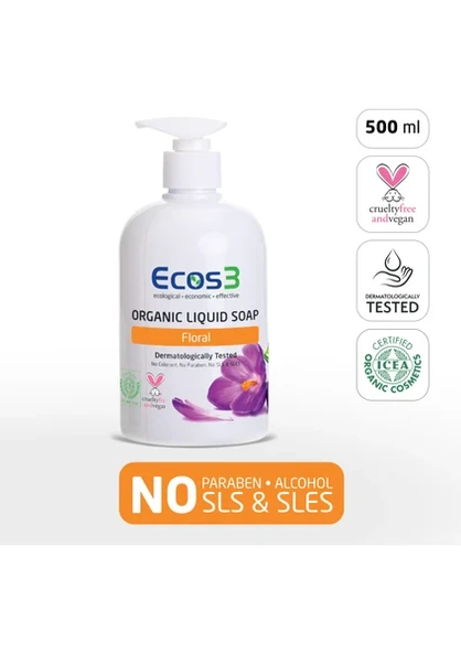 ECOS3 ORGANİK SIVI SABUN FLORAL (500 ML) ürün görseli 1