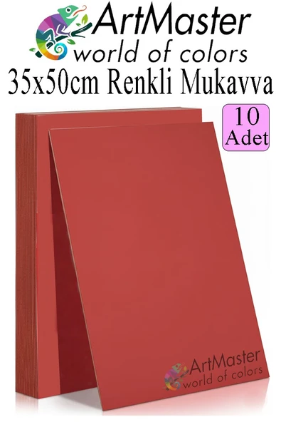 Kırmızı Renkli Mukavva 35x50 cm 10 Adet 1 Paket Renkli Sert Karton 1.0 mm Anasınıfı Hobi Etkinlik Okul Öncesi Elişi ürün görseli 1