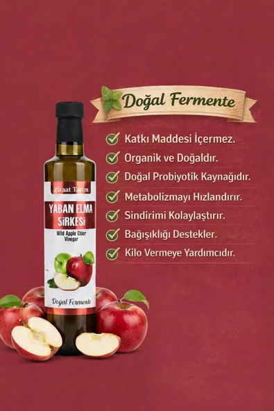 YABANİ ELMA SİRKESİ (500 ML) DOĞAL FERMANTASYON ürün görseli 1