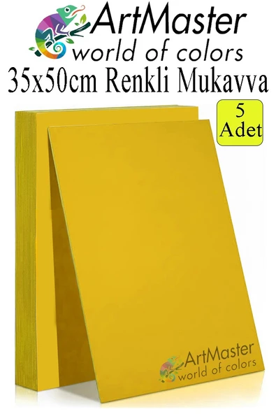 Sarı Renkli Mukavva 35x50 cm 5 Adet 1 Paket Renkli Sert Karton 1.0 mm Anasınıfı Hobi Etkinlik Okul Öncesi Elişi ürün görseli 1