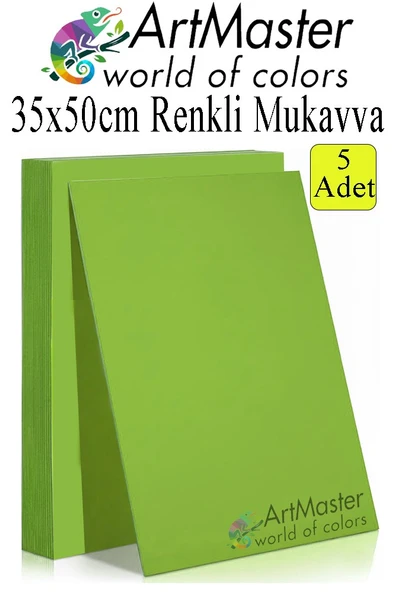 Yeşil Renkli Mukavva 35x50 cm 5 Adet 1 Paket Renkli Sert Karton 1.0 mm Anasınıfı Hobi Etkinlik Okul Öncesi Elişi ürün görseli 1
