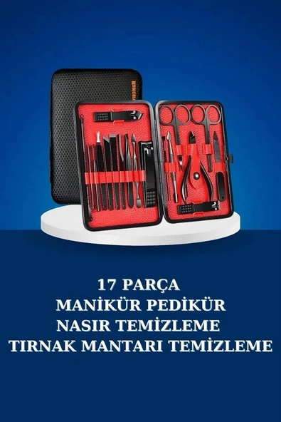 17 Parça Manikür Seti Taşınabilir Özel Çantalı El Ve Ayak Bakımı Tırnak Batığı Temizleme ürün görseli 1