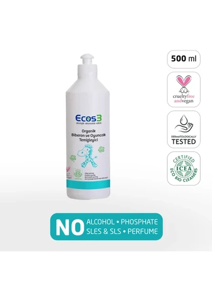 ECOS3 ORGANİK BİBERON VE OYUNCAK TEMİZLEYİCİ (500 ML) ürün görseli 1