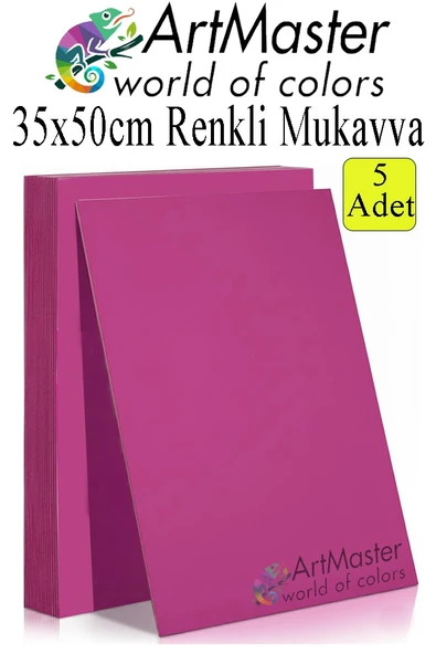 Pembe Renkli Mukavva 35x50 cm 5 Adet 1 Paket Renkli Sert Karton 1.0 mm Anasınıfı Hobi Etkinlik Okul Öncesi Elişi ürün görseli 1