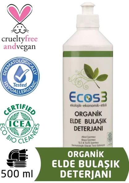 ECOS3 ORGANİK ELDE BULAŞIK DETERJANI (500 ML) ürün görseli 1