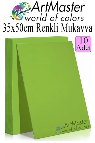 Yeşil Renkli Mukavva 35x50 cm 10 Adet 1 Paket Renkli Sert Karton 1.0 mm Anasınıfı Hobi Etkinlik Okul Öncesi Elişi ürün görseli 1
